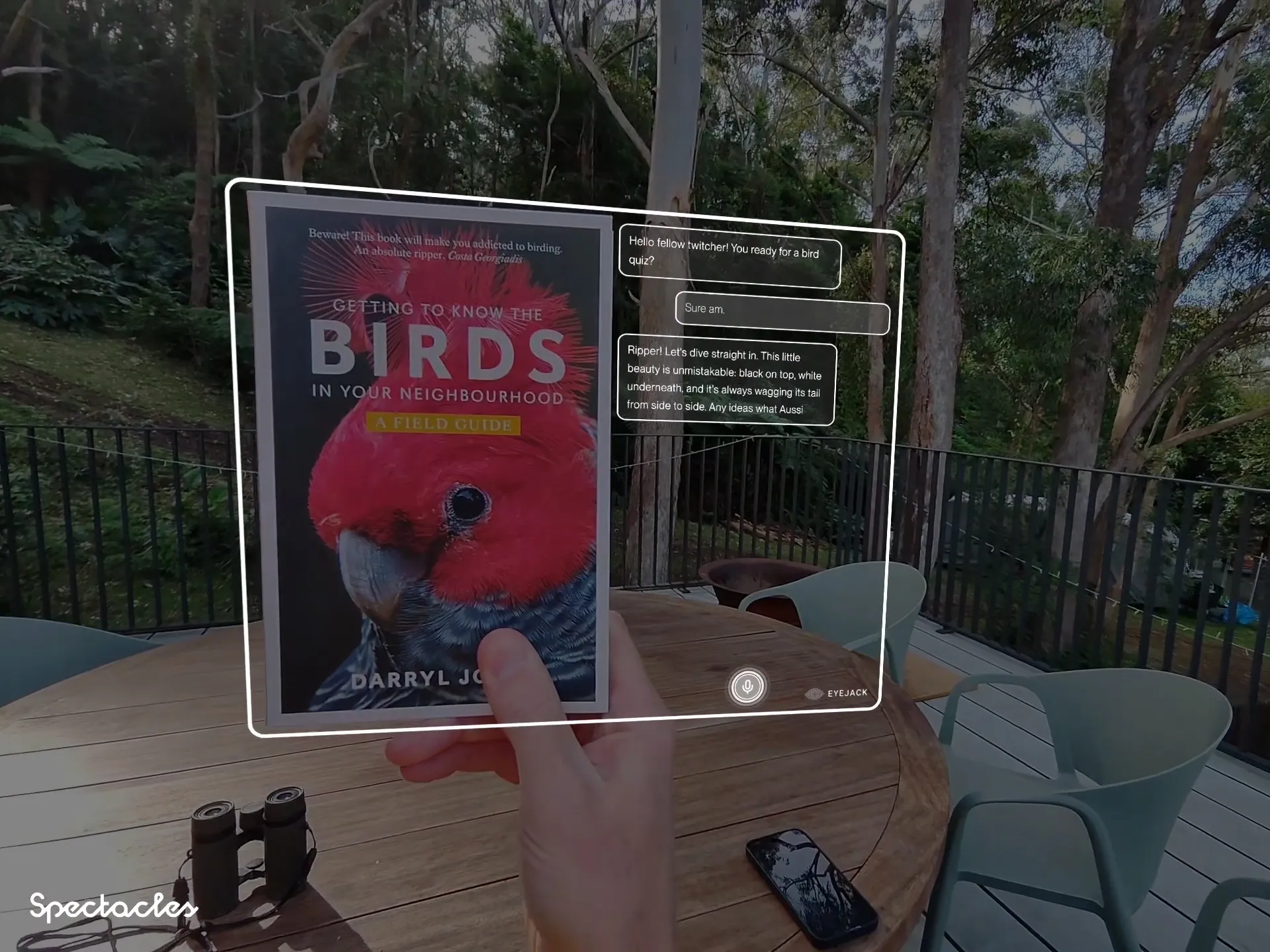Conversational AI on Snap Spectacles - Bird field guide interaction