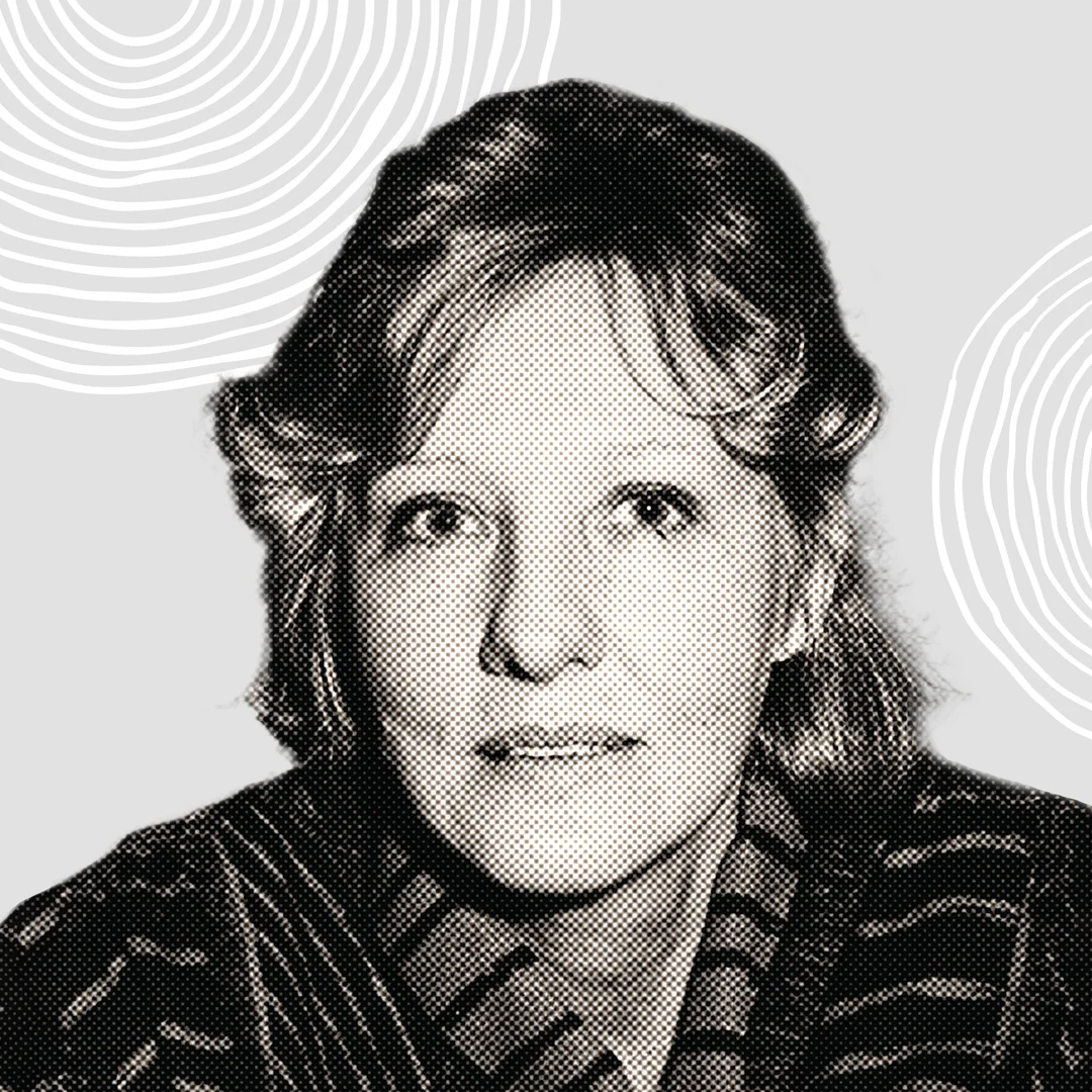 Halftone portrait of Cherry Lewis, founder of Lister Gallery (1971–1994)