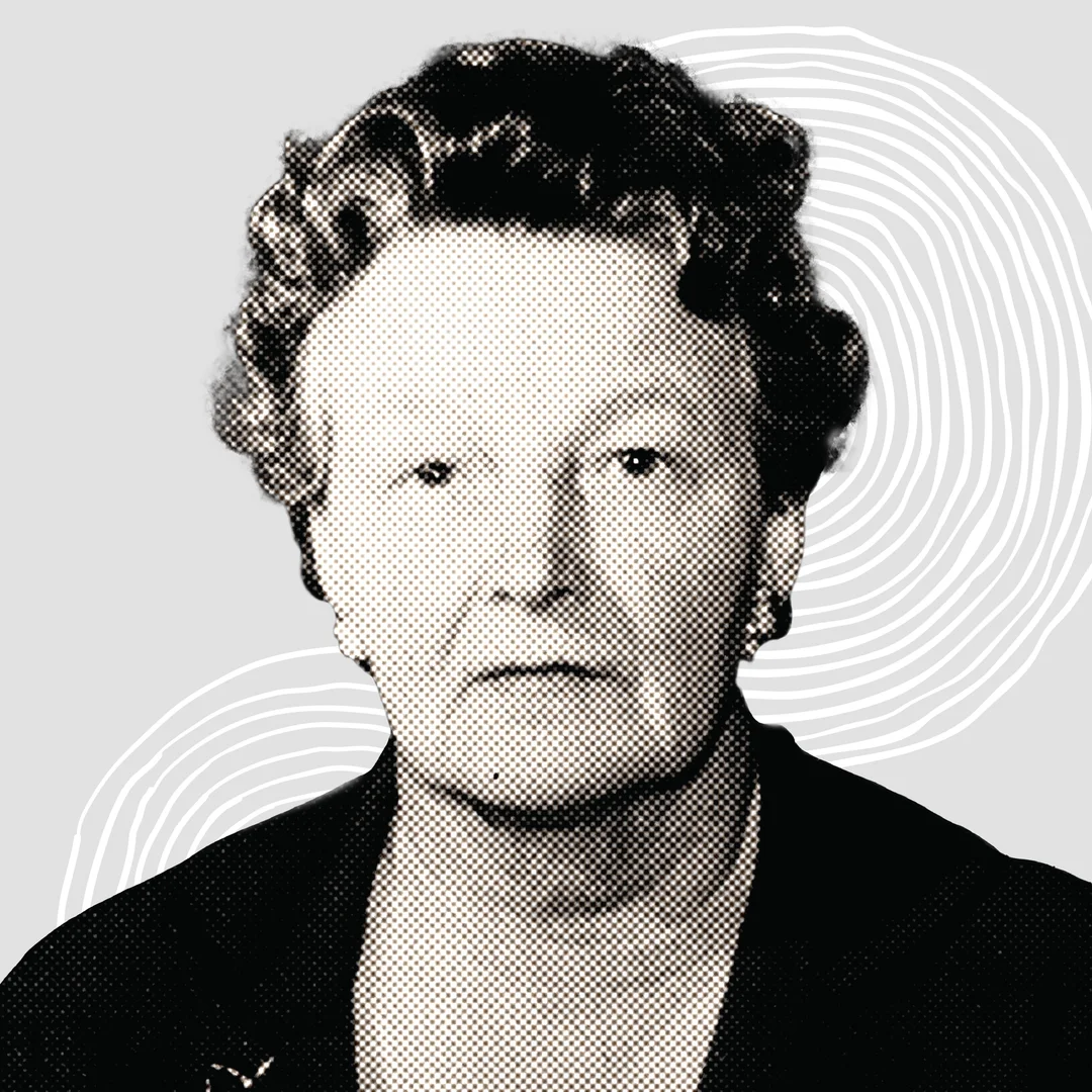 Halftone portrait of Elizabeth Blair Barber, founder of Cremorne Gallery (1968–1979)